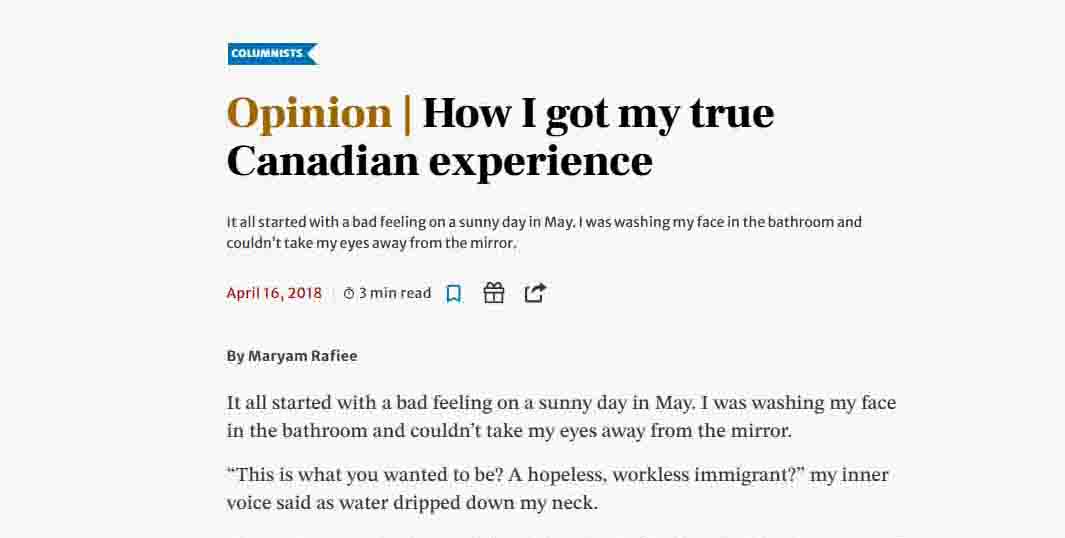 How I got my true Canadian experience